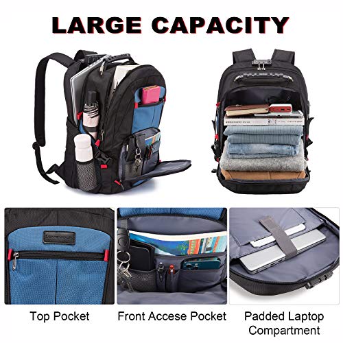 LOVEVOOK Large Laptop Backpack for Men,17.3Inch Heavy Duty Travel Backpack - color: Blue, size: 17 inch