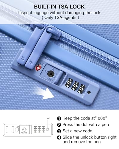 Hanke Upgraded Elite 24 Inch Checked Luggage,PC Hard Shell Suitcases with Wheels, TSA Lock, Explosion-Proof Zipper Suitcase for Business Travel Men & Women,Deep Space Purple - color: Deep Space Purple, size: 24 Inch