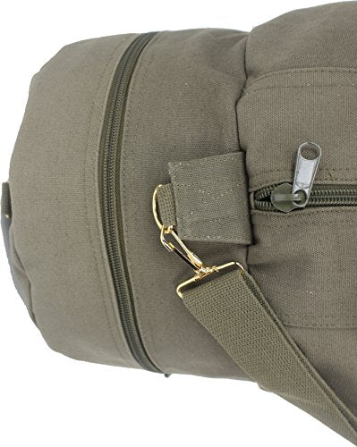 ARMYU Cotton Canvas Large Shoulder Duffle Bag, Olive Drab Military Tote with Straps for Sports, Gym, Work, Everyday, Travel, Camping, Hiking, Overnight, Weekend - Packable, Carryall, Holdall