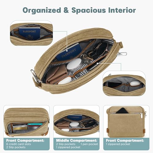 Anti Theft Crossbody Bag for Women, RFID Blocking Travel Purse Slash Proof - color: Khaki