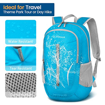 ZOMAKE Lightweight Packable Backpack 25L, Foldable Hiking Daypack - color: Light Blue