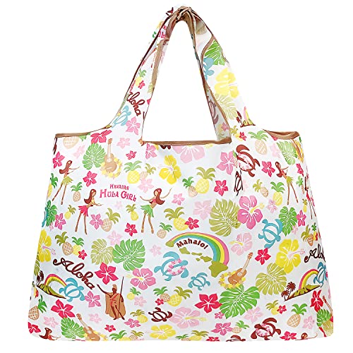 allydrew Large Foldable Tote Nylon Reusable Grocery Bags, Hawaiian Fun - color: Hawaiian Fun