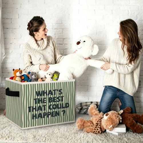 Inspirational Striped Storage Bins Box Collapsible Basket - color: Color05