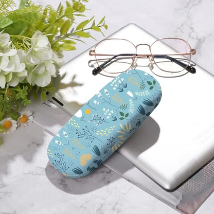 Glasses Case Hard Shell,Portable Protective Eyeglasses Case, Eyeglass Holder Box with Cleaning Cloth,for Women Men - color: Blue Flower
