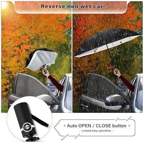 JIPONI Windproof Travel Umbrellas 01 - Large Compact Umbrella for Rain & Sun, Automatic Anti-UV Protection and Light Folding for Backpack & Car - color: Cat