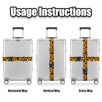 Nuxovilar Luggage Straps Set for Suitcase 1.96x90.5in Polyester - color: YMi04299, size: 1.96"x90.5"