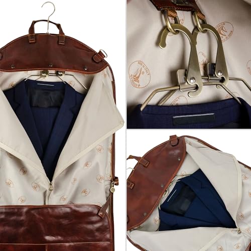 Leather Garment Bag Suit Carrier Slim Carry-on Garment Dress Protection Bag - color: Brown