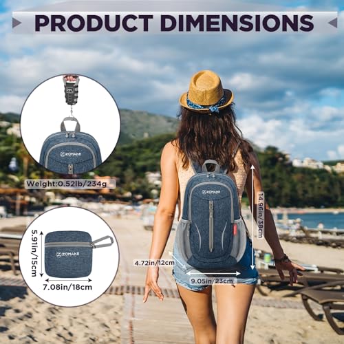 ZOMAKE Lightweight Packable Backpack, 10L Small Foldable Daypack for Hiking - color: Navy Blue A3, size: 10L