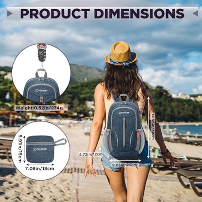 ZOMAKE Lightweight Packable Backpack, 10L Small Foldable Daypack for Hiking - color: Navy Blue A3, size: 10L