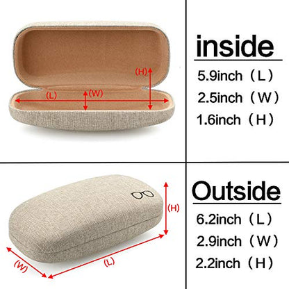 Vemiss Hard Shell Sunglasses Case, Large Linen Fabric Protective Glasses Case for Men Women - color: Khaki 1, size: Sunglass Case