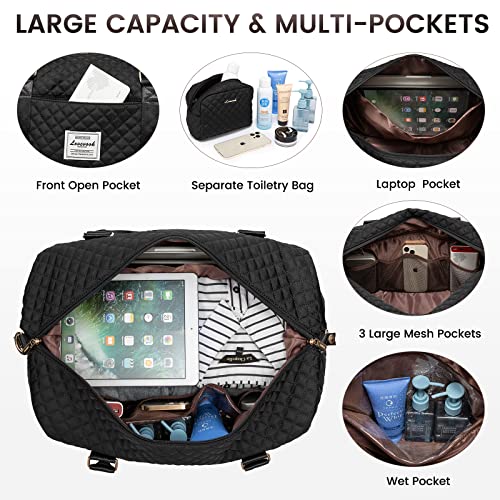 LOVEVOOK Travel Duffle Bag,Weekender Bags for Women with Shoe Compartment - color: Black, size: Large-2 Pcs