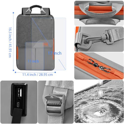 ZINZ Slim & Expandable Laptop Backpack 15.6 16 17 inch,Gray Orange - color: G01og01