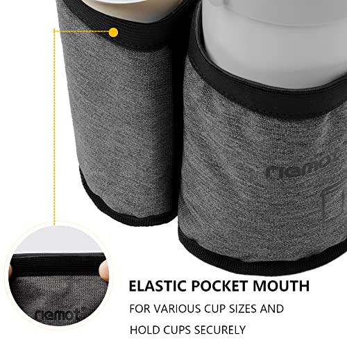 riemot Luggage Travel Cup Holder Free Hand Suitcase Drink Carrier Grey - color: 1. Hook & Loop: Grey