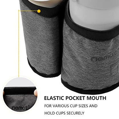 riemot Luggage Travel Cup Holder Free Hand Suitcase Drink Carrier Grey - color: 1. Hook & Loop: Grey