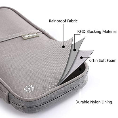 VanFn RFID Travel Passport Wallet, Family Passport Holder, Trip Document Organizer P.Travel Series (Nylon - Grey) - color: Grey