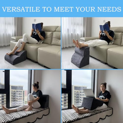 Foot Rest for Under Desk at Work.Multifunctional 3-Tier Foot Stool - color: Dark Grey