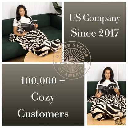 PediPocket Original Patented 50" x 70" Zesty Zebra Blanket - color: Zesty Zebra