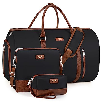 Convertible 2-in-1 Garment Bags for Travel with Waterproof Shoe Compartment - color: B-Black