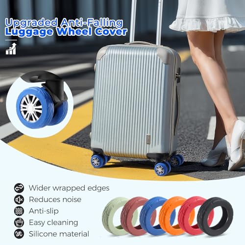 8Pcs Upgrade Luggage Wheel Covers, Travel Accessories (Blue) - color: Blue