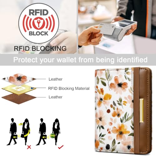 Coco Rossi Passport Holder for Travel Women Slim RFID Passport Cover Wallet - color: Fall Flower