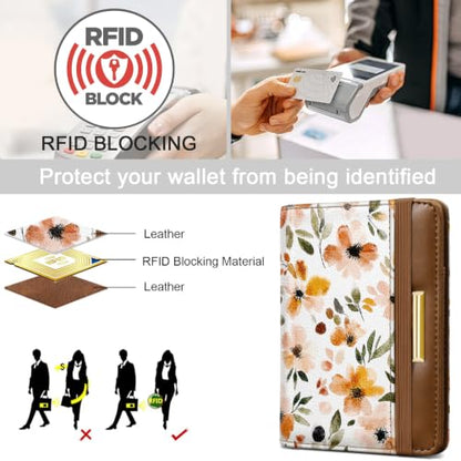 Coco Rossi Passport Holder for Travel Women Slim RFID Passport Cover Wallet - color: Fall Flower