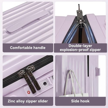 Luggage Sets 3 Piece Suitcase Spinner Hardshell TSA Lock,Purple - color: Purple