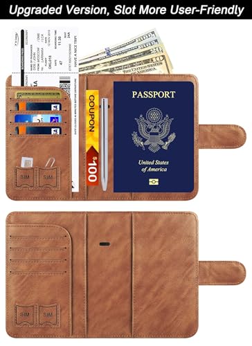 LOHASLIFE Passport Holder for Travel, Rfid Blocking Passport Cover Wallet - color: 120#Brown