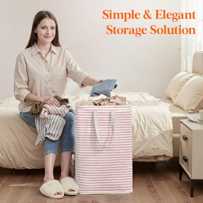 Lifewit 75L Large Collapsible Laundry Basket with Extended Handles, Pink - color: Pink, size: 75L
