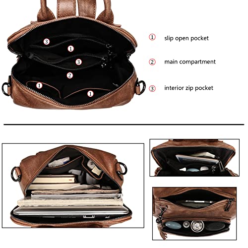 Uromee Travel Backpack Purse Women Vegan Leather Tassel Shoulder Bag - color: 0243 Brown Retro 2