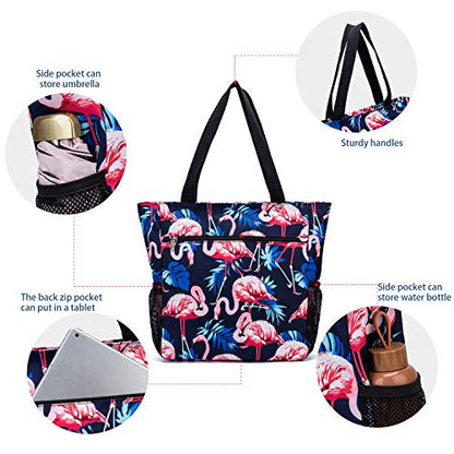 ETidy Large Capacity Foldable Tote Bag With Zipper - color: Flamingo