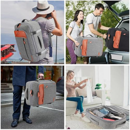 Lumesner 40L Expandable Carry On Travel Backpack with 4 Packing Cubes - color: Grey, size: 20 inches