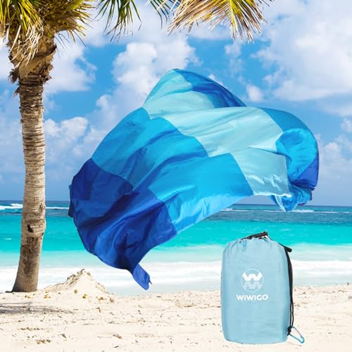 WIWIGO Beach Blanket Mat Waterproof Sandproof for 2-8 Adults Quick Drying - color: Bule-striped, size: 120" X 108"（1-8person）