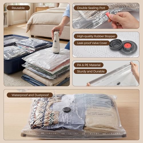 Vacuum Seal Bags for Clothing Travel,12-Pack, 80% Space Reduction - size: 12 Combo Travel Size