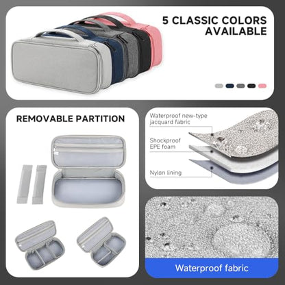Teskyer Tech Organizer Pouch with Handle, Grey - color: Grey, size: Single Layer