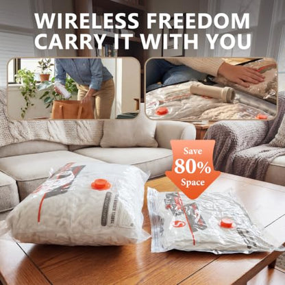 Vacuum Storage Bags for Travel with Rechargeable Air Pump,Space Saver Bags - size: 48 Combo Size.(Orange)