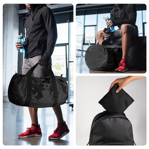 pack all Lightweight Travel Duffel Bag, 32L Foldable Weekender Bag - color: Black, size: 32L