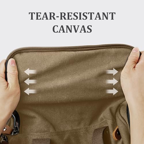 Gonex Canvas Duffle Bag, Expandable 60L Travel Overnight Weekender Bag - color: Coffee, size: X-Large-60L (With Toiletry Bag)