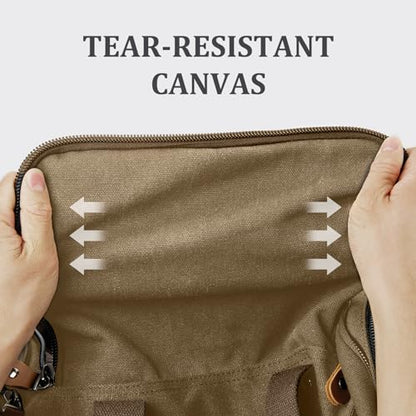 Gonex Canvas Duffle Bag, Expandable 60L Travel Overnight Weekender Bag - color: Coffee, size: X-Large-60L (With Toiletry Bag)