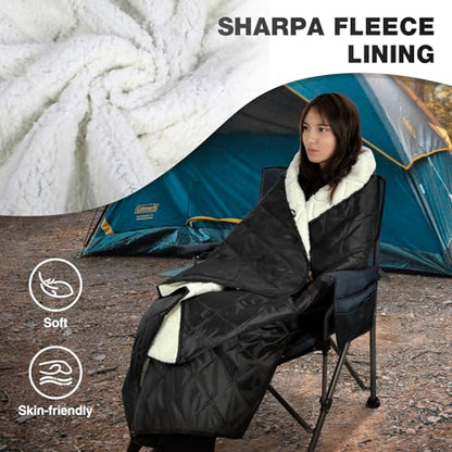 REDCAMP Large Camping Blanket with Sherpa Lining, White 79"x59" - color: White, size: 59"x 79"
