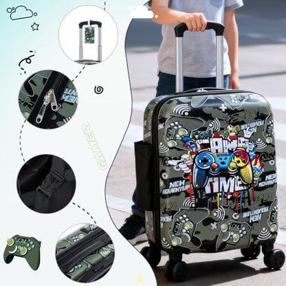 16’’ Kid’s Luggage Set with Spinner Wheels, Hardside with Suitcases,6 Piece - color: Joystick