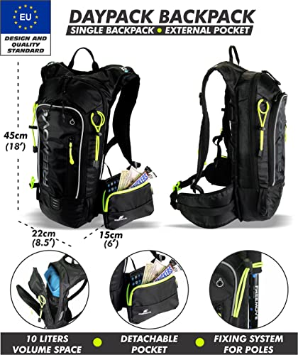 Backpack Daypack 10L, Phone Pocket, Suitable as Light Hydro Pack for Hiking, Running, MTB, Biking, Water Bladder NOT Included - color: Backpack - BLACK