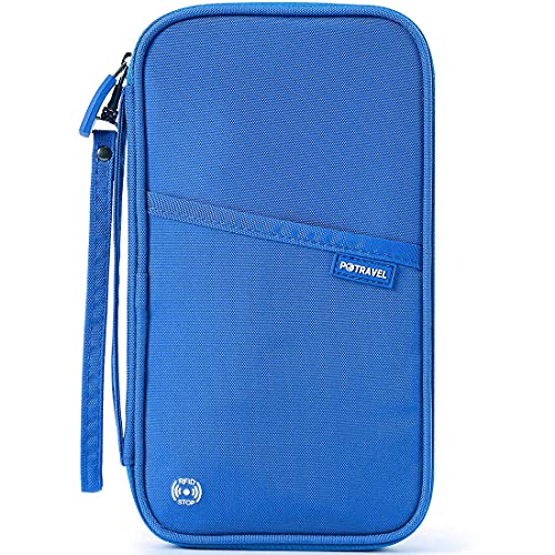 VanFn RFID Travel Passport Wallet, Family Passport Holder, Trip Document Organizer P.Travel Series (Nylon - Blue) - color: Blue
