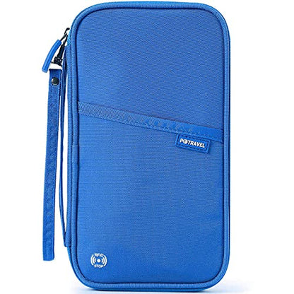 VanFn RFID Travel Passport Wallet, Family Passport Holder, Trip Document Organizer P.Travel Series (Nylon - Blue) - color: Blue