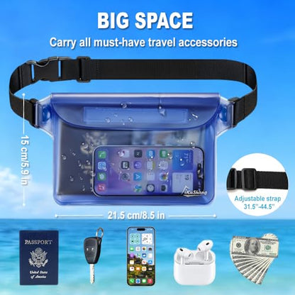 Waterproof Fanny Pack, Dry Bag Phone Pouch for Beach Swimming Kayaking - color: Blue+Black