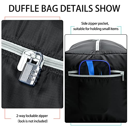iFARADAY Foldable Duffel Bag, 30 inch / 75L, 2 Packs, Black - color: Black-75L-2 Pack