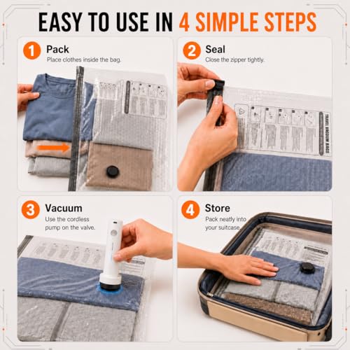 12 Pack Vacuum Storage Bags for Travel with Electric Travel Vacuum Pump