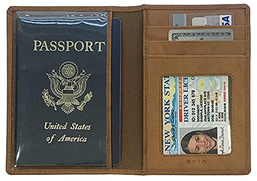 Personalized Monogrammed Antique Saddle Leather RFID Passport Wallet - color: Antique Saddle, style: Minimalist