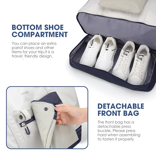 Women's Weekender bag Travel Duffel Bag with Shoe Compartment 21-inch Airline-Approved Carry-On, 2-Piece Overnight Bag Set Personal Item Luggage - color: SR-1-blue light gray medium gray