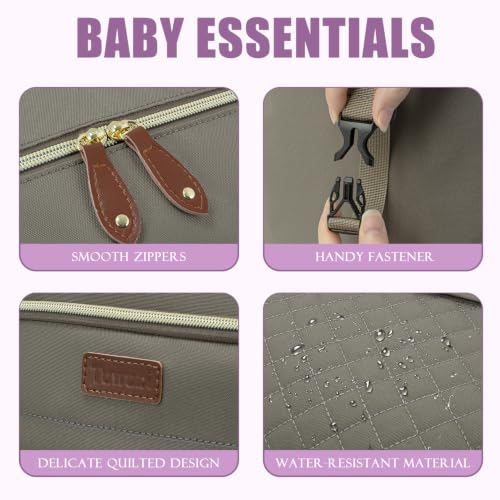 Tuwubi Diaper Bag Tote,Baby Diaper Bag with Pacifier Case - color: Light Khaki, size: Medium