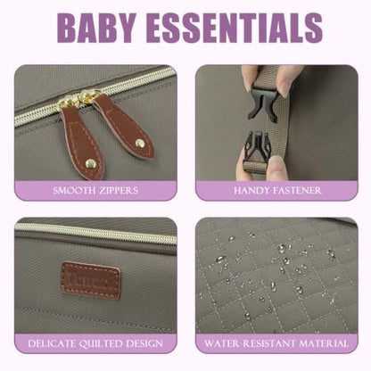 Tuwubi Diaper Bag Tote,Baby Diaper Bag with Pacifier Case - color: Light Khaki, size: Medium